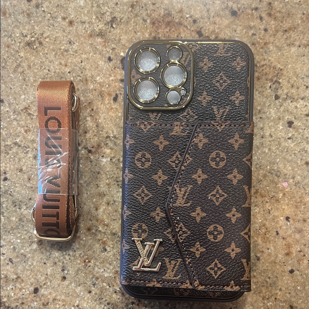 Louis Vuitton Monogram Brown Phone Case with Strap